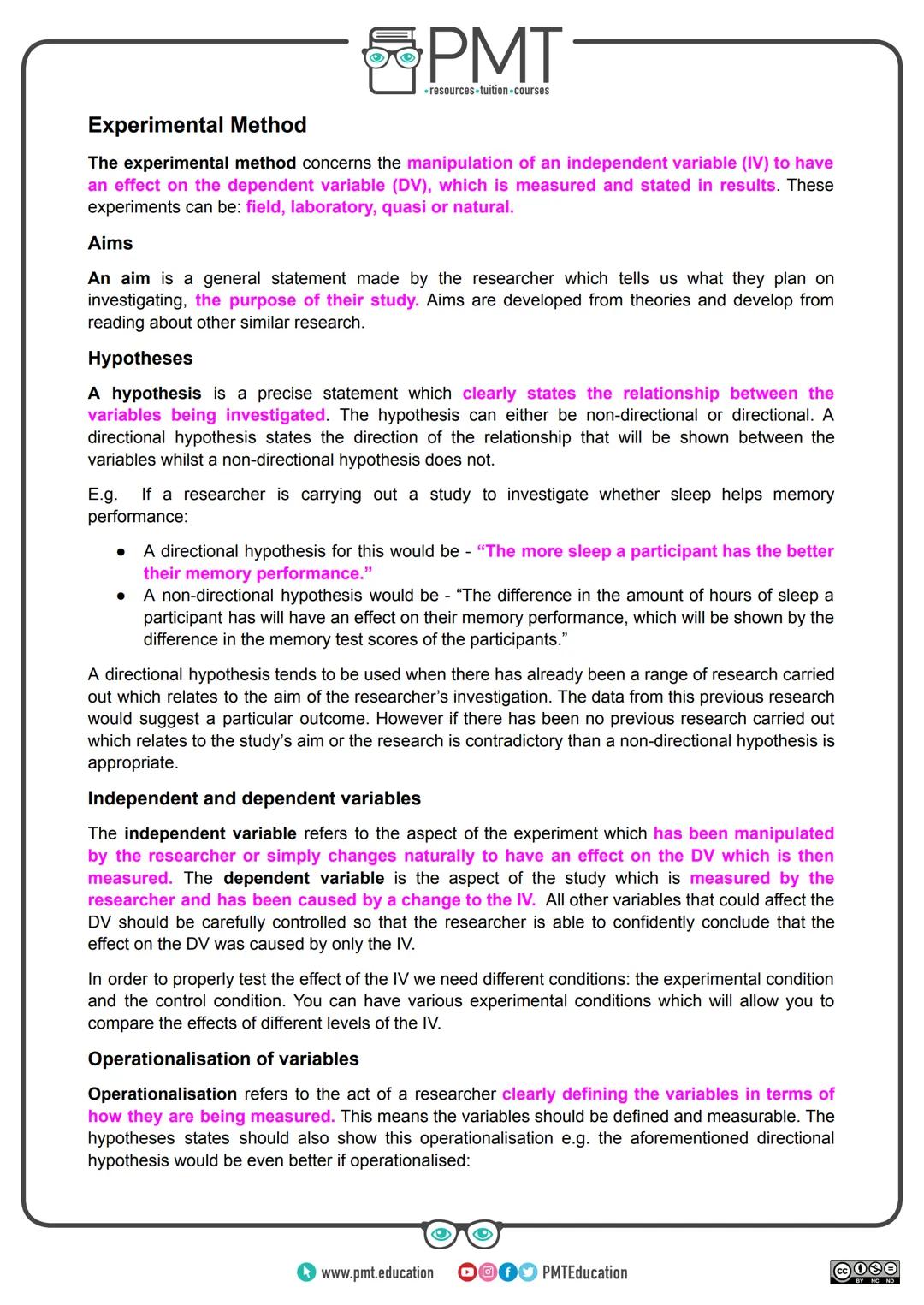 --- OCR Start ---
PMT
-resources-tuition-courses
AQA Psychology A-level
Topic 7: Research Methods
Detailed Notes
This work by PMT Education