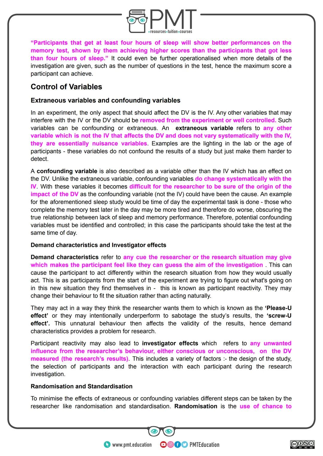 --- OCR Start ---
PMT
-resources-tuition-courses
AQA Psychology A-level
Topic 7: Research Methods
Detailed Notes
This work by PMT Education