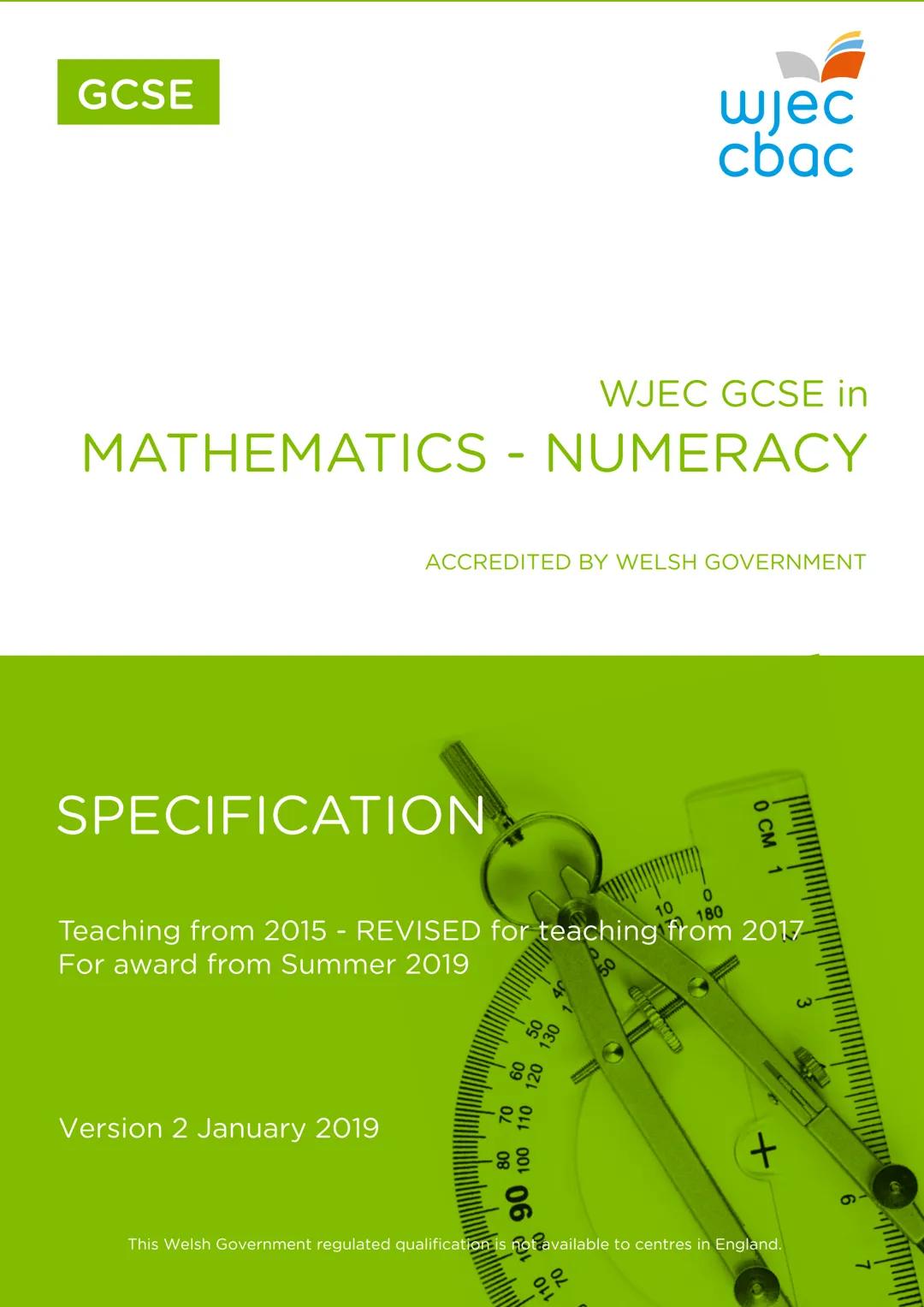 Wjec Numeracy specification