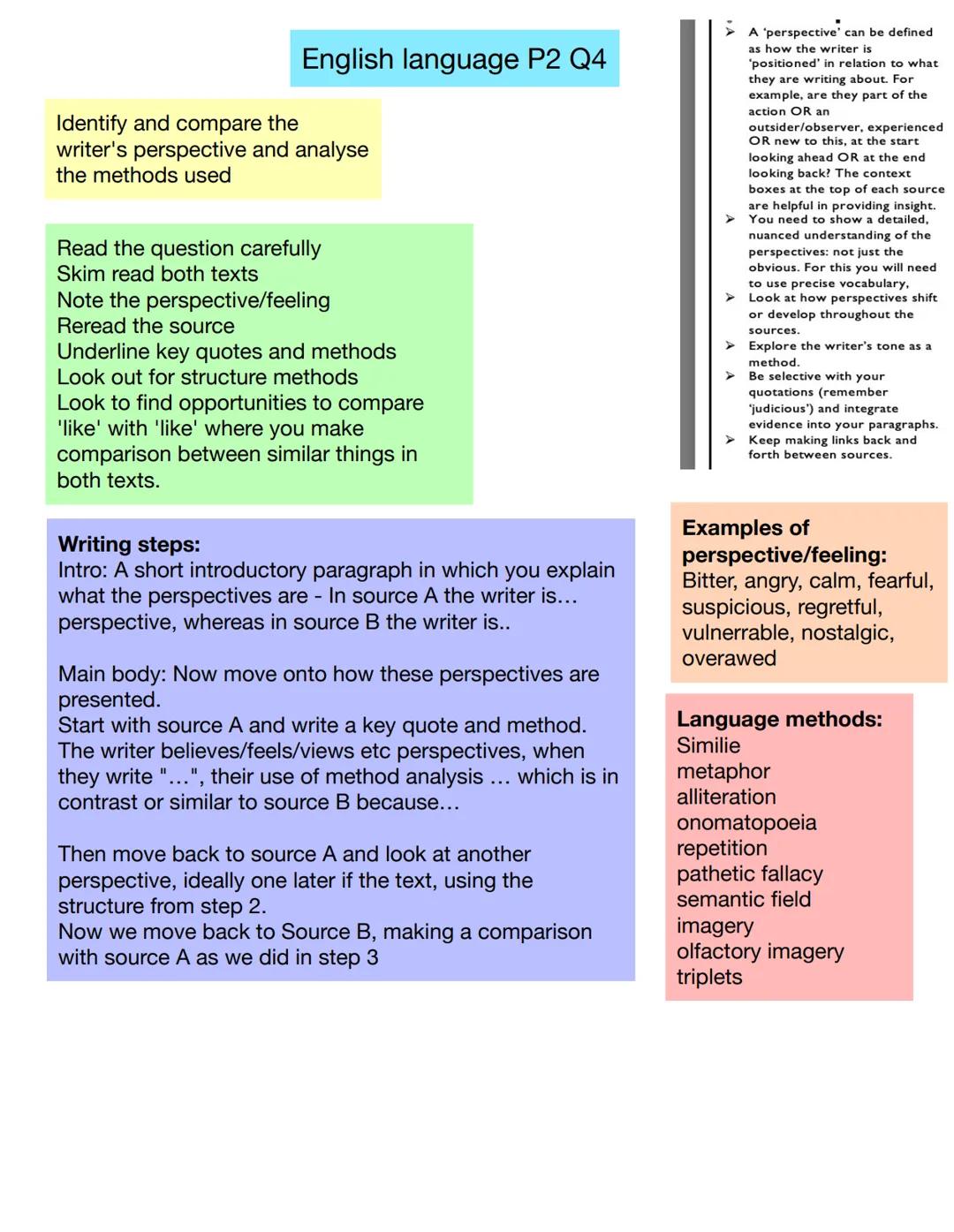 Language P2 # English Language P2
Reading Time
* Use this to actually read both texts!
* Highlight elements for each questions in
diffe