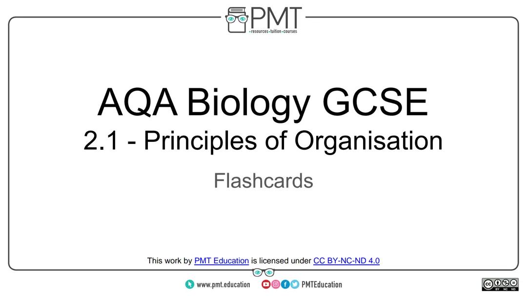 2.1 Organisation Biology paper 1