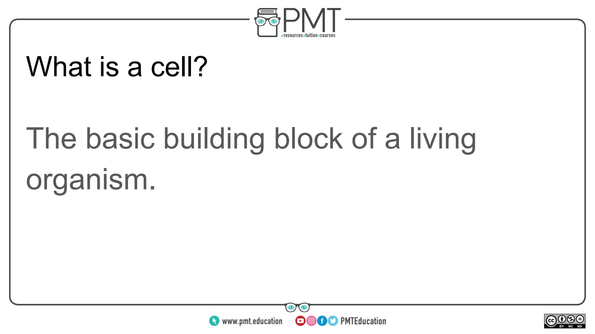 --- OCR Start ---
PMT
⚫resources tuition-courses
AQA Biology GCSE
2.1 - Principles of Organisation
Flashcards
This work by PMT Education is