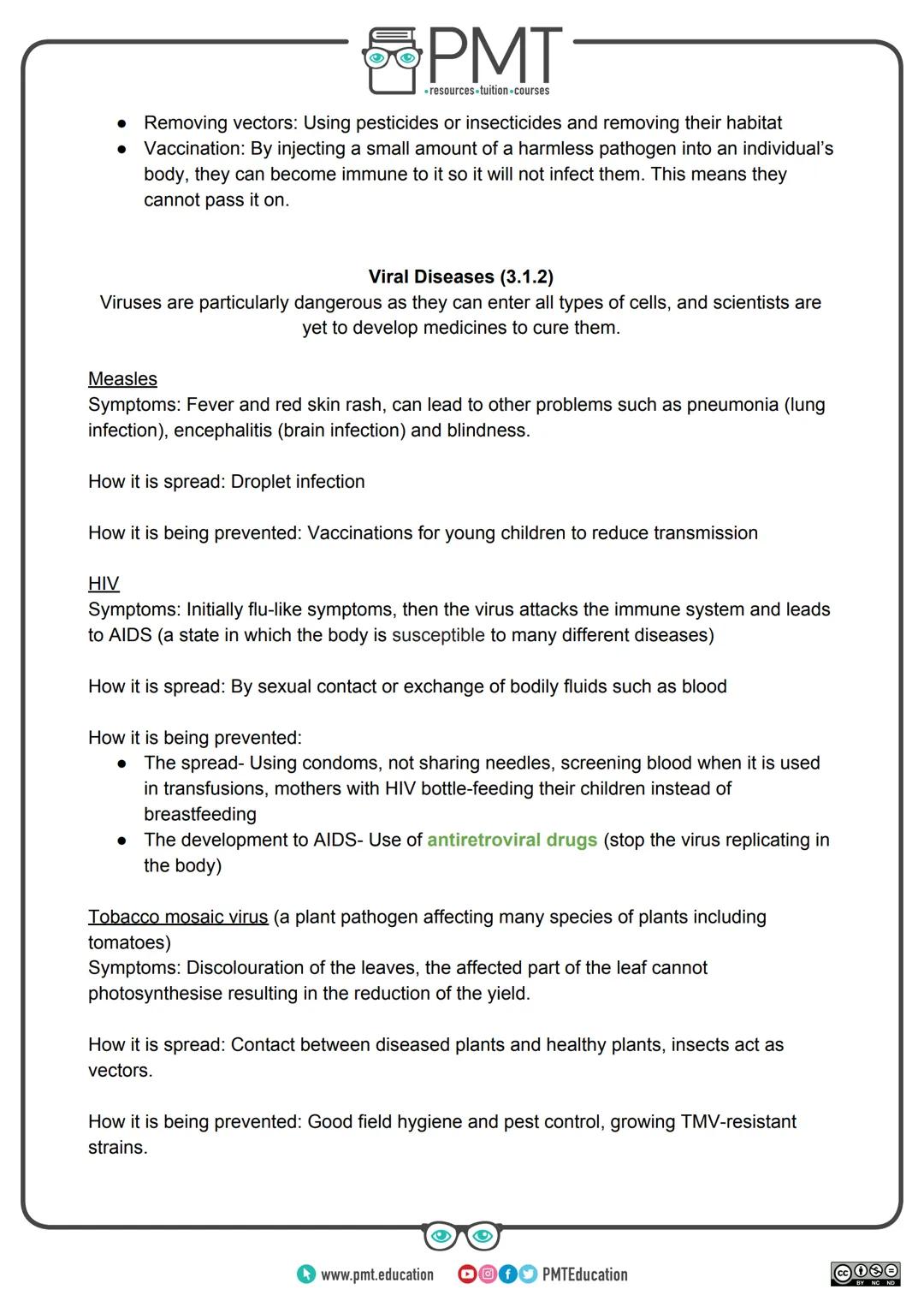 --- OCR Start ---
PMT
-resources-tuition-courses
AQA Biology GCSE
Topic 3: Infection and Response
Notes
Content in bold is for higher tier o