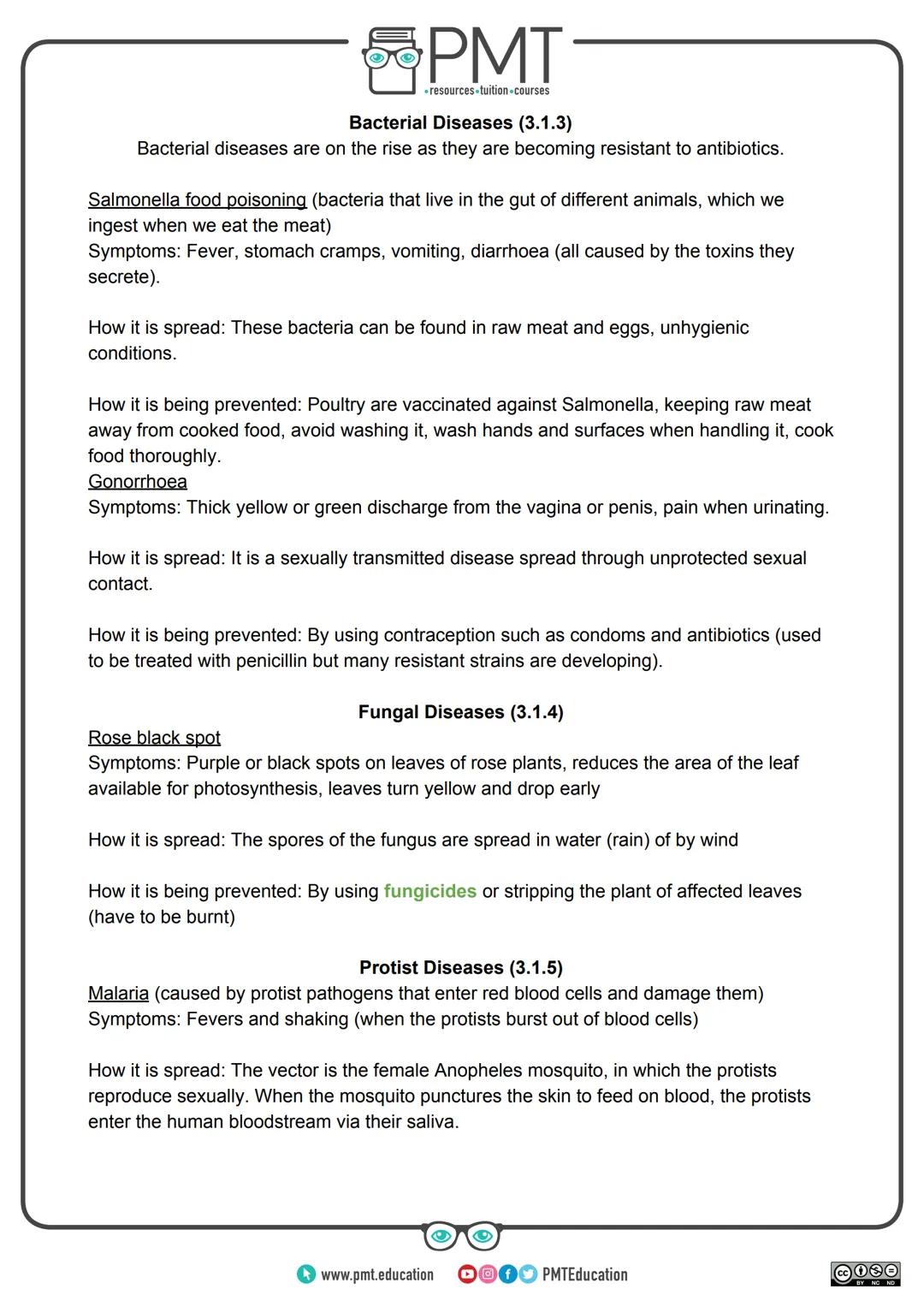 --- OCR Start ---
PMT
-resources-tuition-courses
AQA Biology GCSE
Topic 3: Infection and Response
Notes
Content in bold is for higher tier o