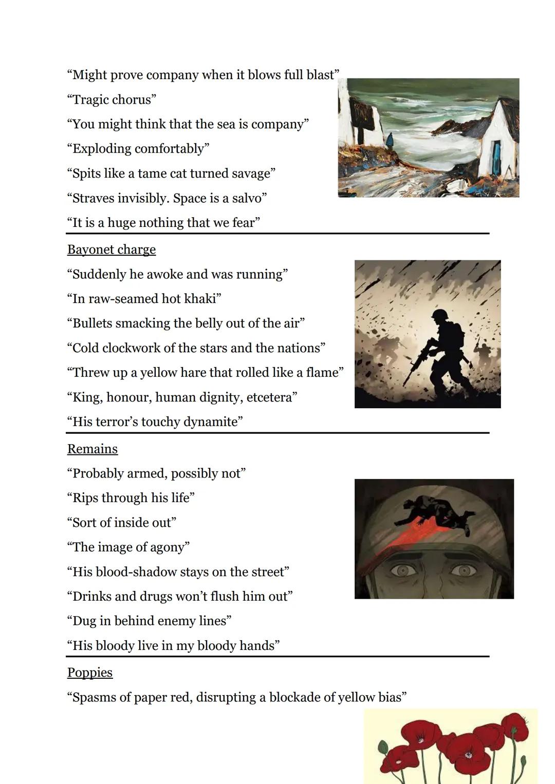 --- OCR Start ---
Power and conflict quotes
Ozymandias
"Trunkless legs of stone"
"Half sunk, a shattered visage lies"
"Wrinkled lip"
"Sneer
