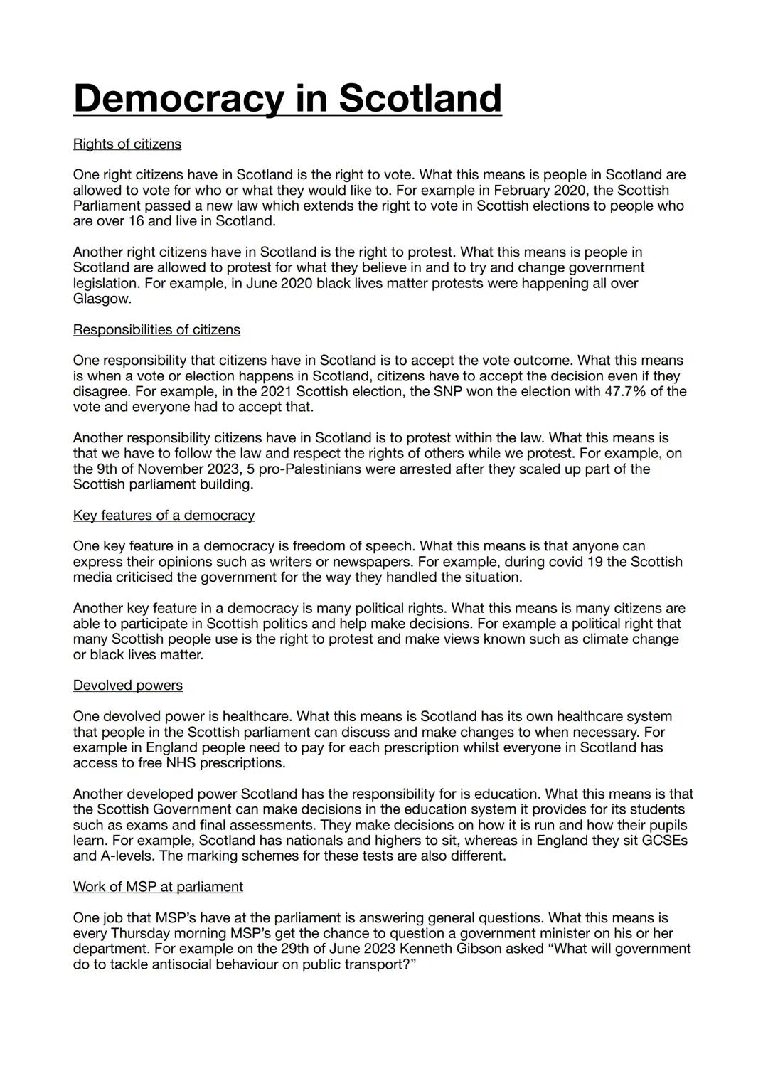 All N5 modern studies PEE paragraphs