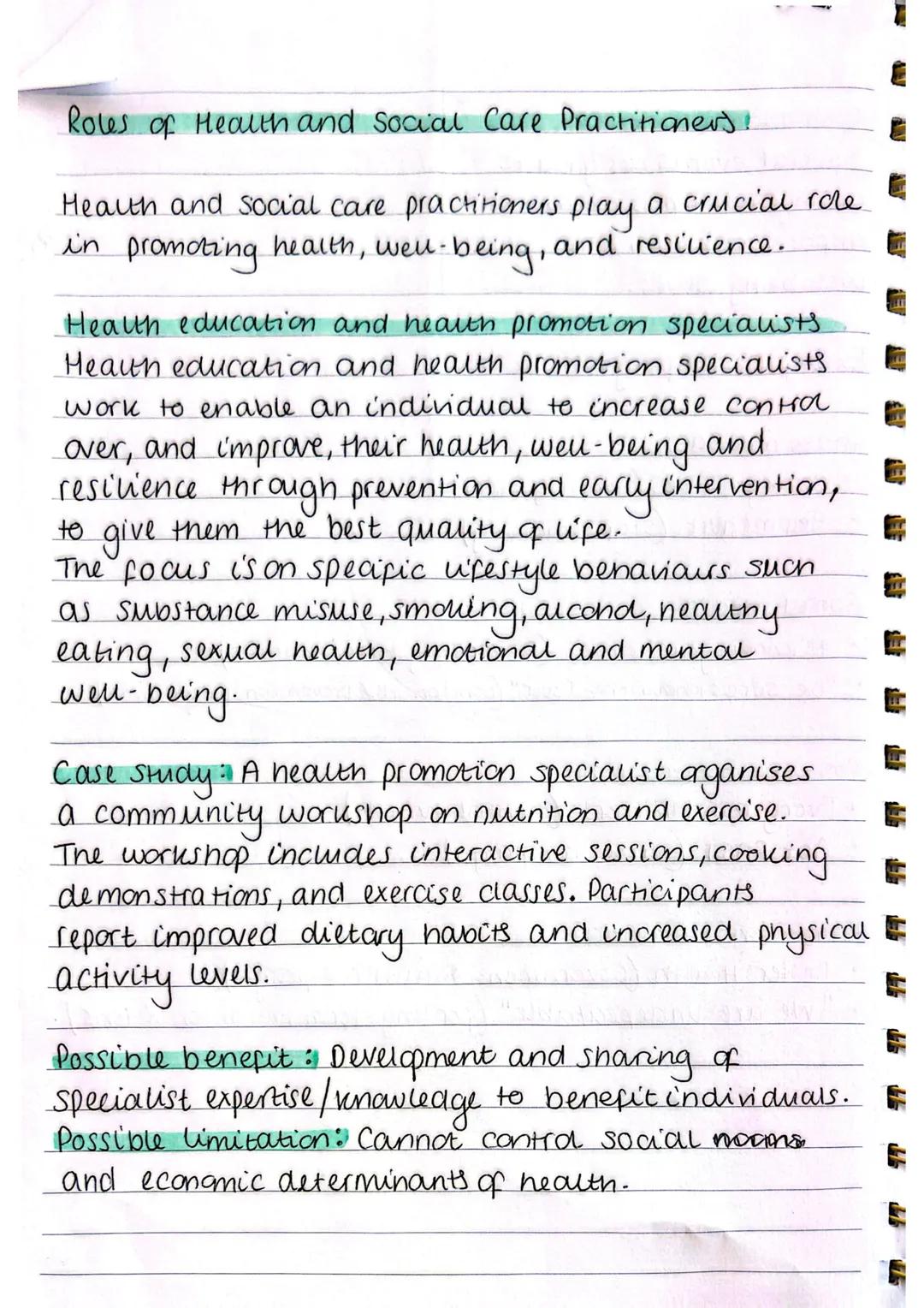 Roles of Health and Social Care Practitioners