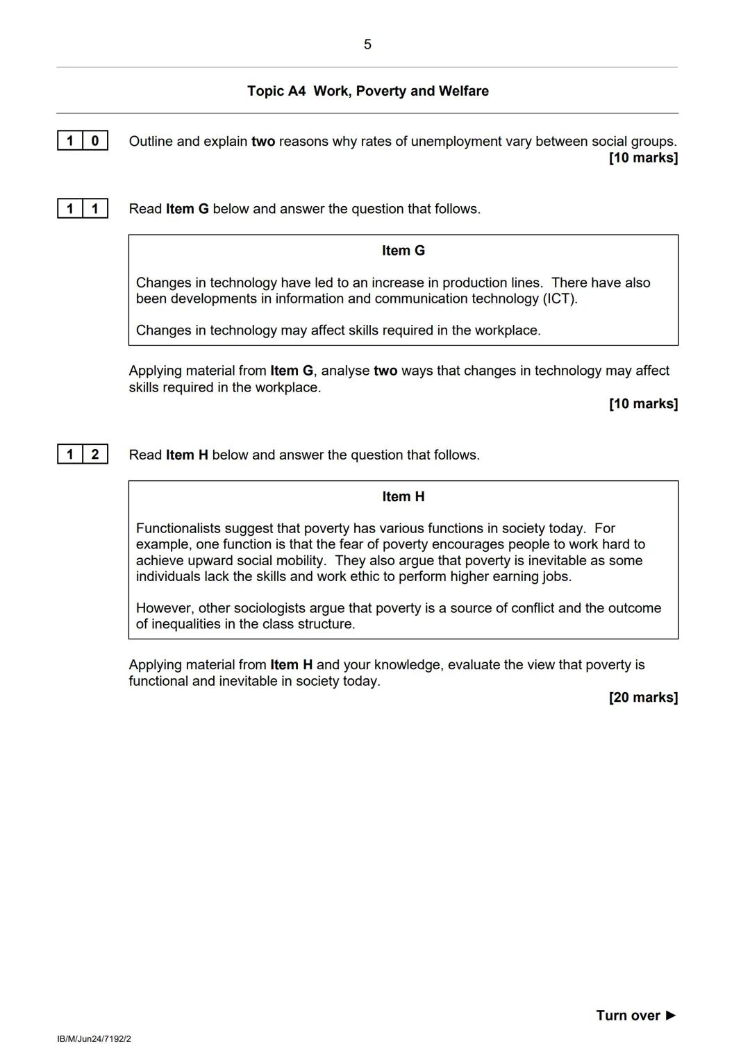 --- OCR Start ---
AQA
A-level
SOCIOLOGY
Paper 2 Topics in Sociology
Morning
Time allowed: 2 hours
Tuesday 4 June 2024
Materials
For this pap