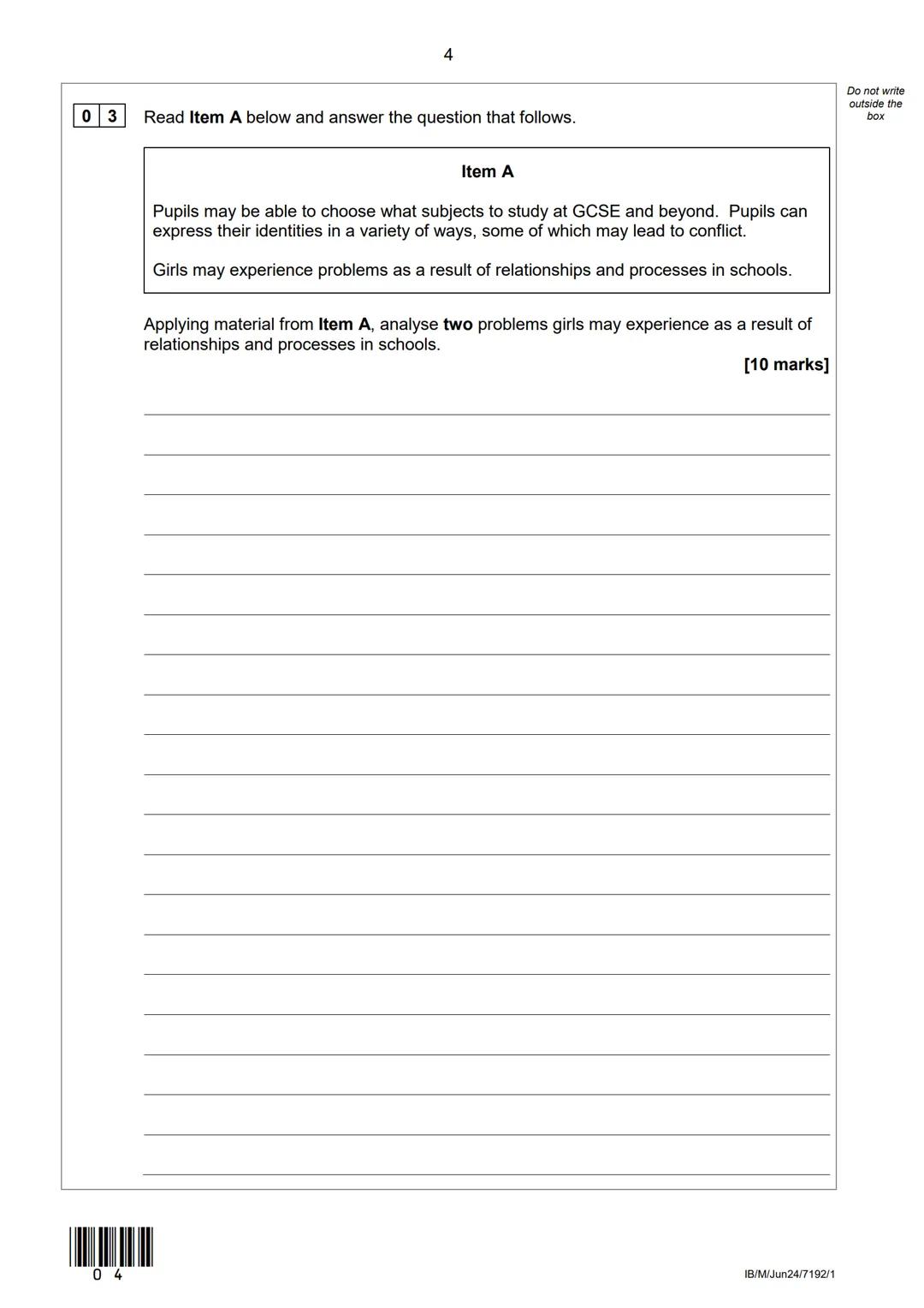 --- OCR Start ---
AQA
Please write clearly in block capitals.
Centre number
Surname
Forename(s)
Candidate signature
I declare this is my own