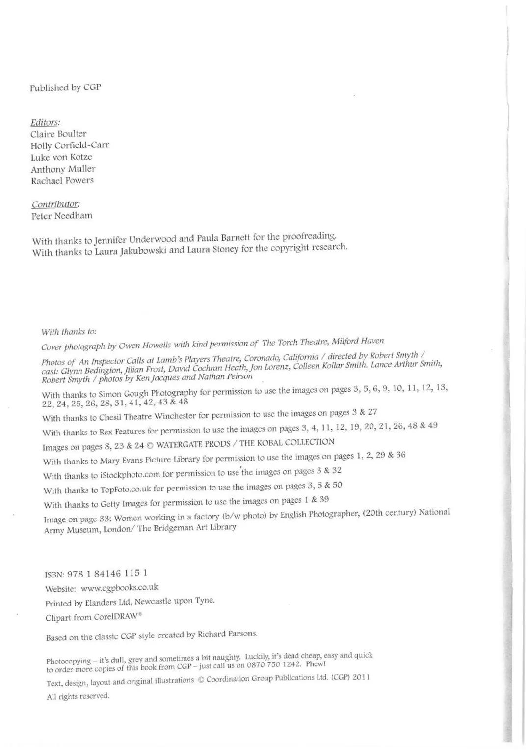 # CGP
GCSE English
# GCSE English
An Inspector Calls
# An Inspector
Calls
# The Text Guide --- OCR Start ---
Introduction
CONTENTS
Intro