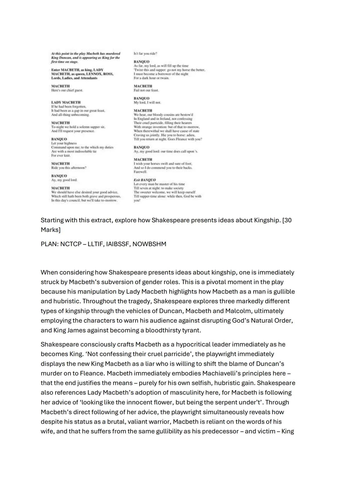 At this point in the play Macbeth has murdered
King Duncan, and is appearing as King for the
first time on stage
Enter MACBETH, as king, LAD