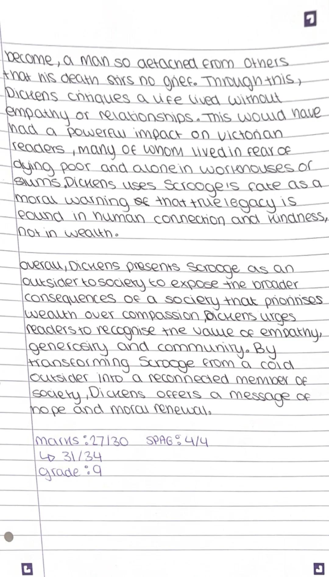 How does Dickens present Scrooge as an outsider
to sociery?
Lowrite about scrooge presented as an outsider
in stave 1 and in the novel as a