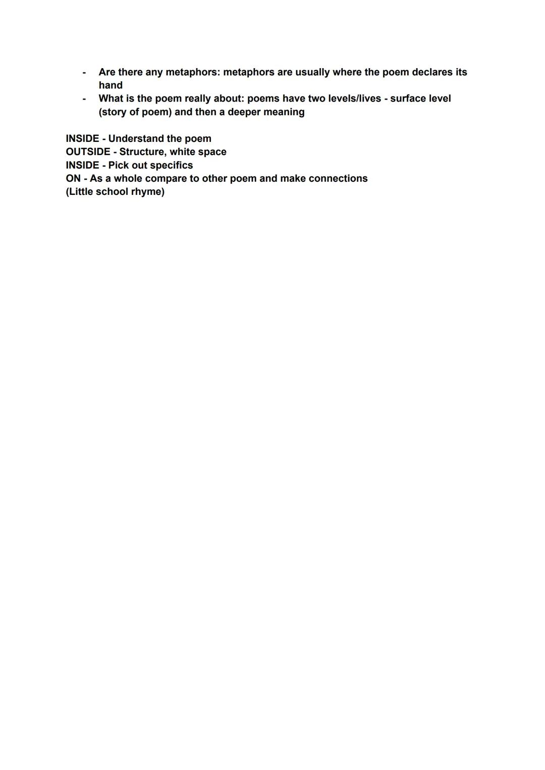 One known poem and one unseen poem
Marked on
Ao1- Knowledge, understanding, critical response to the poem
Ao2- Analysis of methods
Ao4- Comp