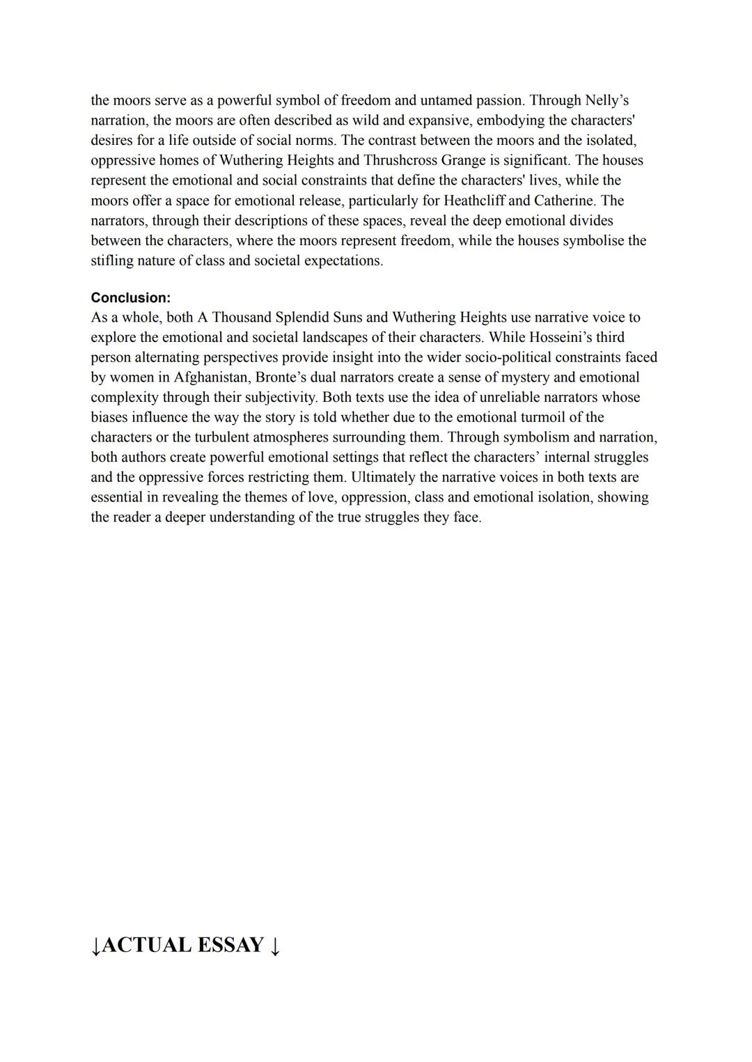 Compare the ways in which the writers of your two chosen texts make
use of narrative voice. You must relate your discussion to relevant
cont