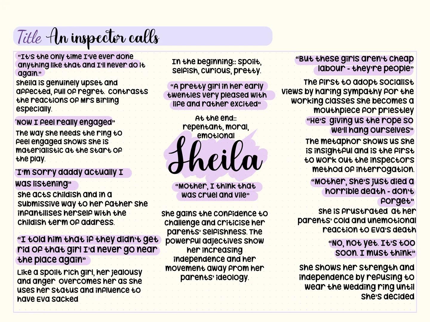 An inspector calls
"HAIF Shy - half assertive" "you're beginning to pretend that
In the initial stage directions nothings really happened a