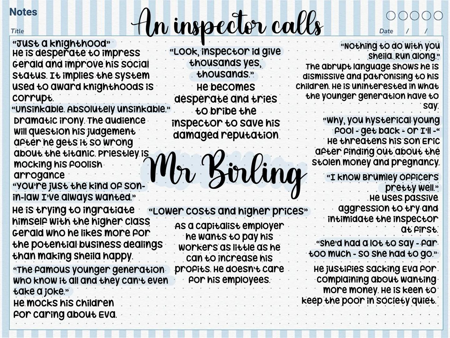 An inspector calls
"HAIF Shy - half assertive" "you're beginning to pretend that
In the initial stage directions nothings really happened a