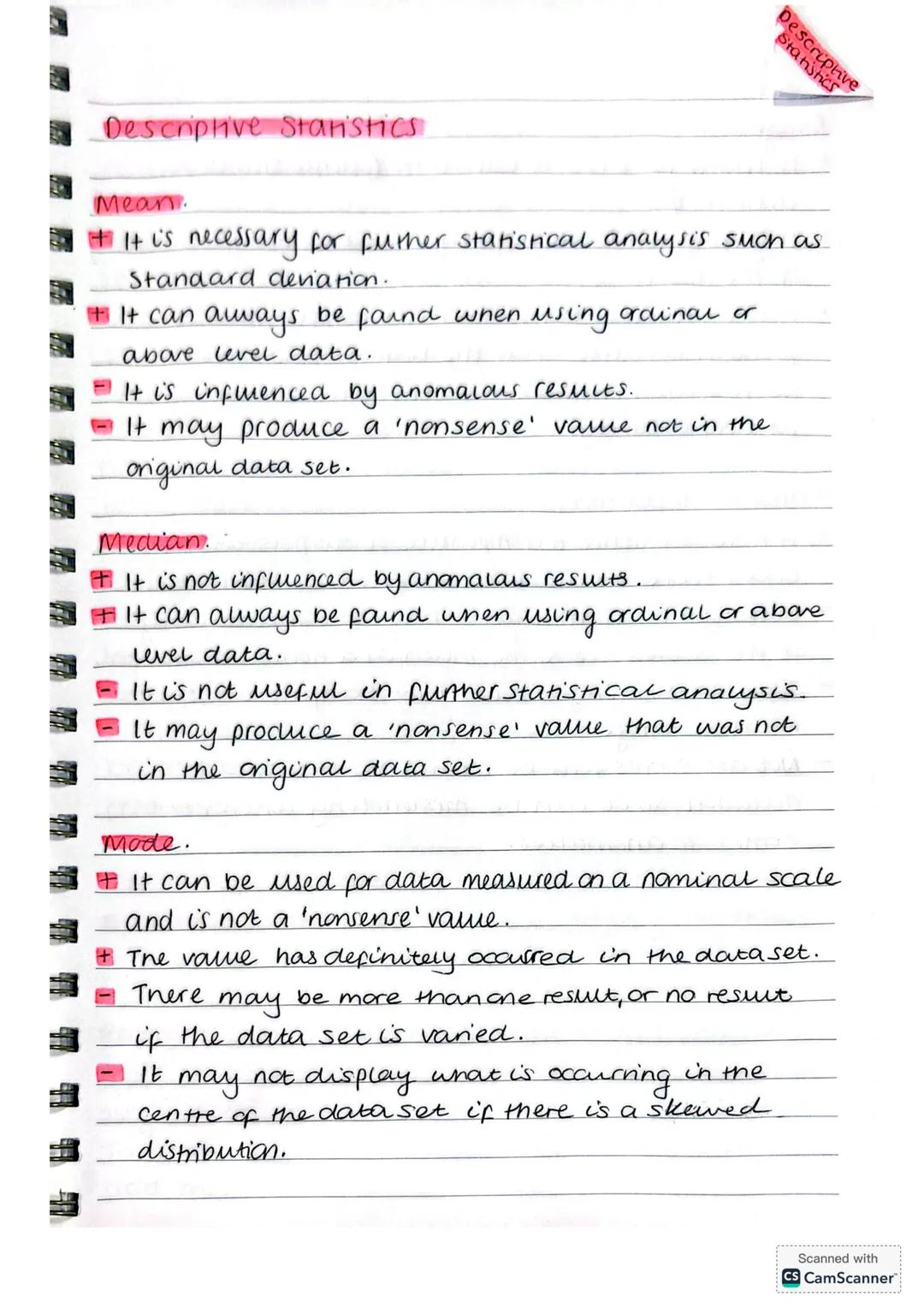 # Descriptive Statistics
## Mean:
+ It is necessary for further statistical analysis such as Standard deviation.
+ It can always be found