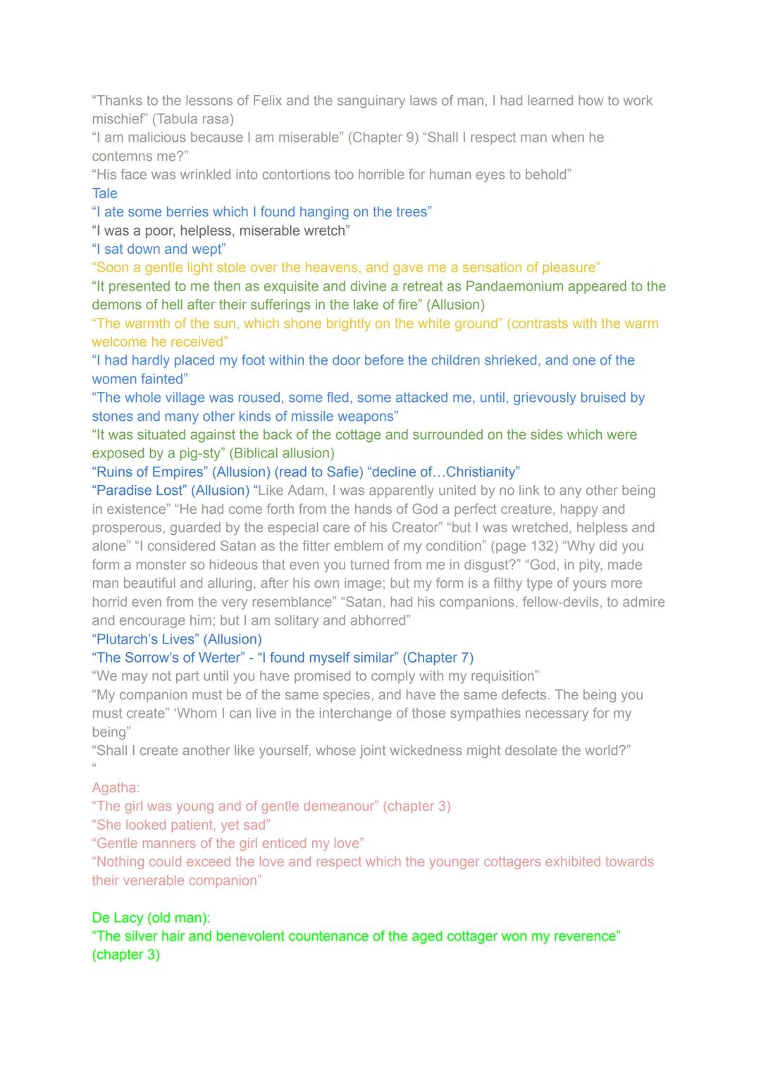 Volume 2:
Grief:
"A weight of despair and remorse pressed on my heart" "Sleep fled from my eyes; I
wandered like an evil spirit, for i had c