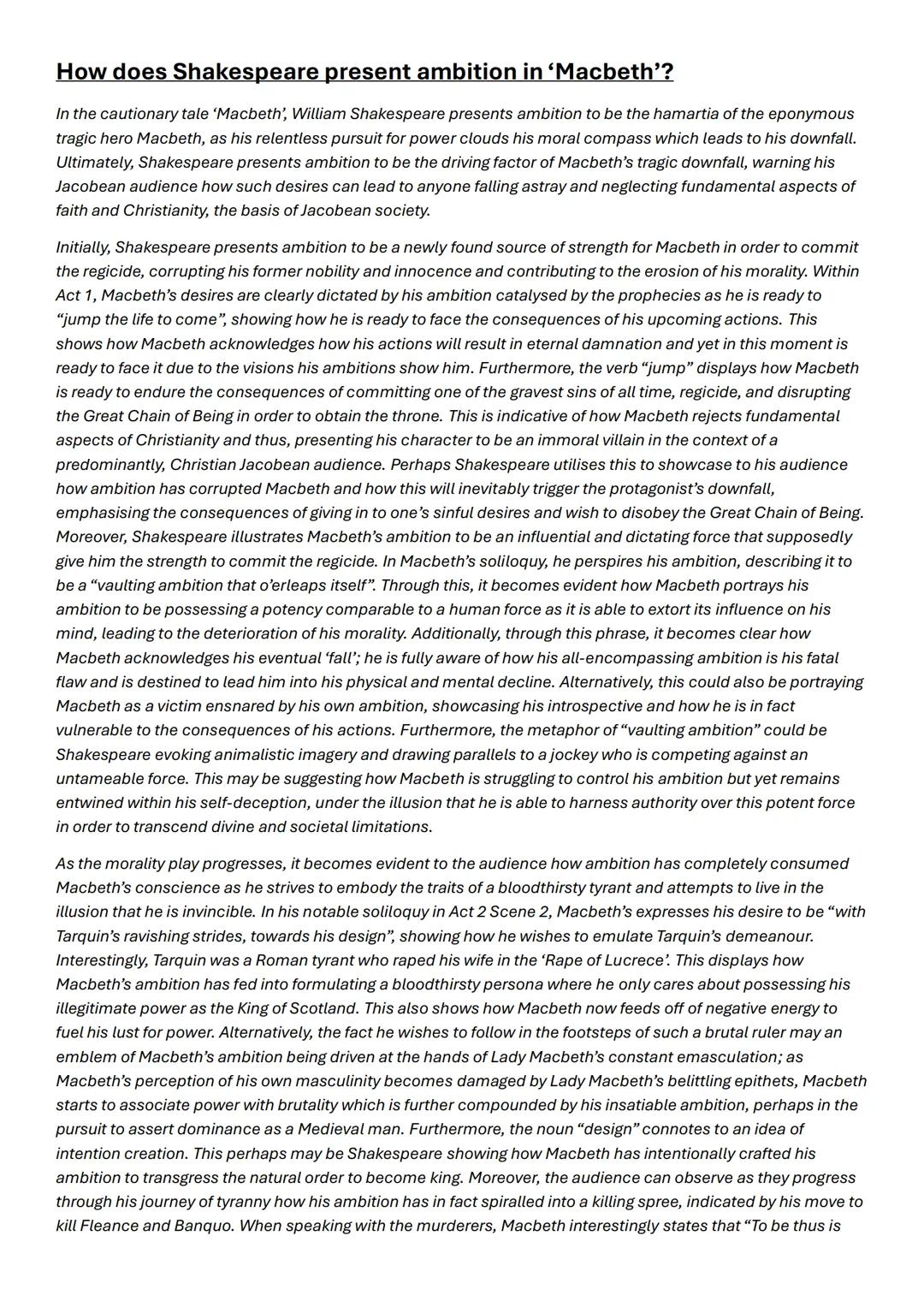 macbeth ambition grade 8-9 essay