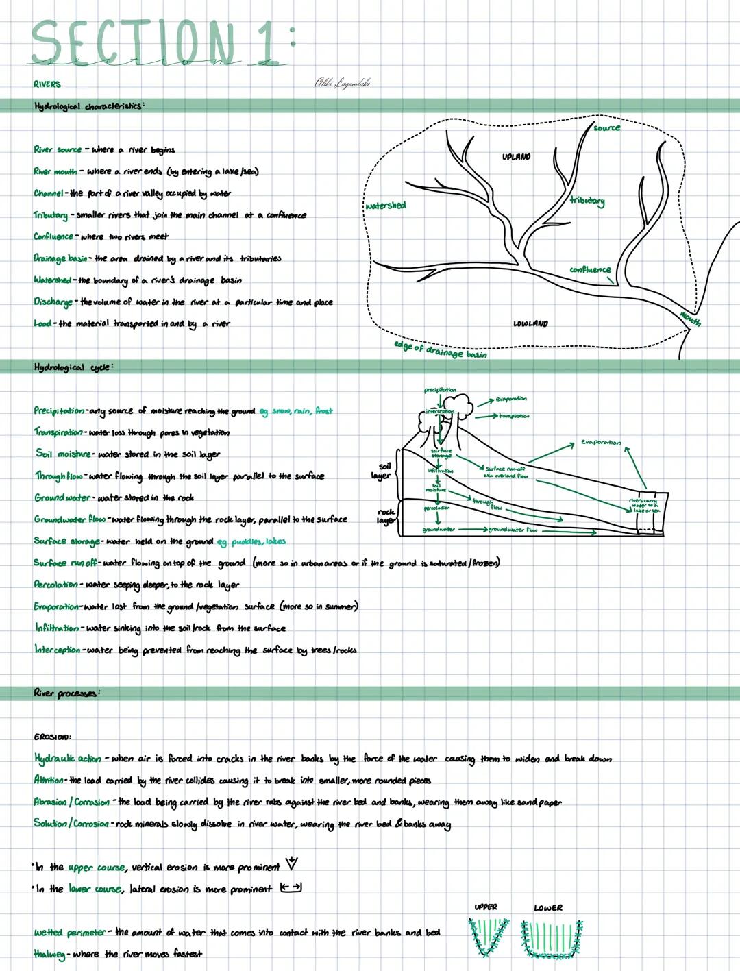 # SECTION 1:
RIVERS
Hydrological characteristics:
River source - where a river begins
River mouth - where a river ends (by entering a lak