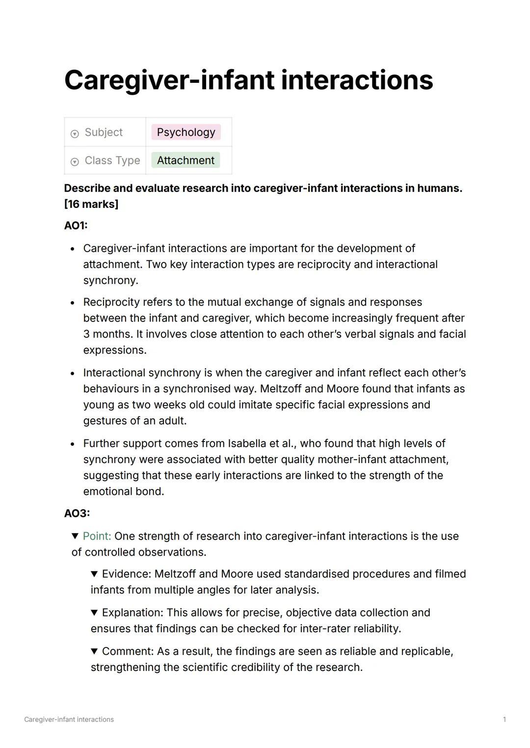 Attachment- essay plans
