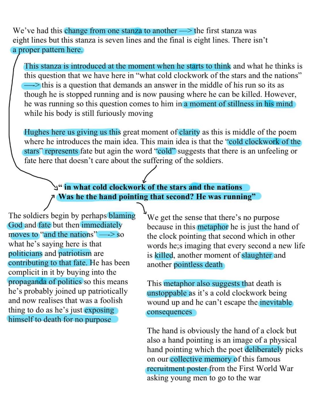 Bayonet Charge
We begin in media res (middle of action) --> Repitition of 'raw' --> gives us
this is a dramatic opening and it also gives us