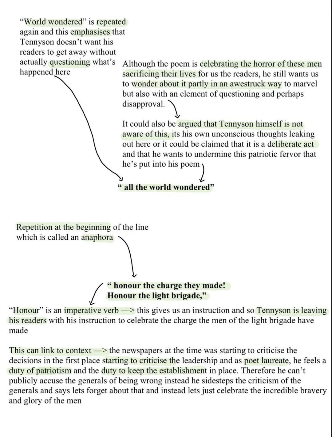the change op the
Light Brigade
Use of repetition with half
which is called anaphora
(means the repitition at the
beginning of the line) -->