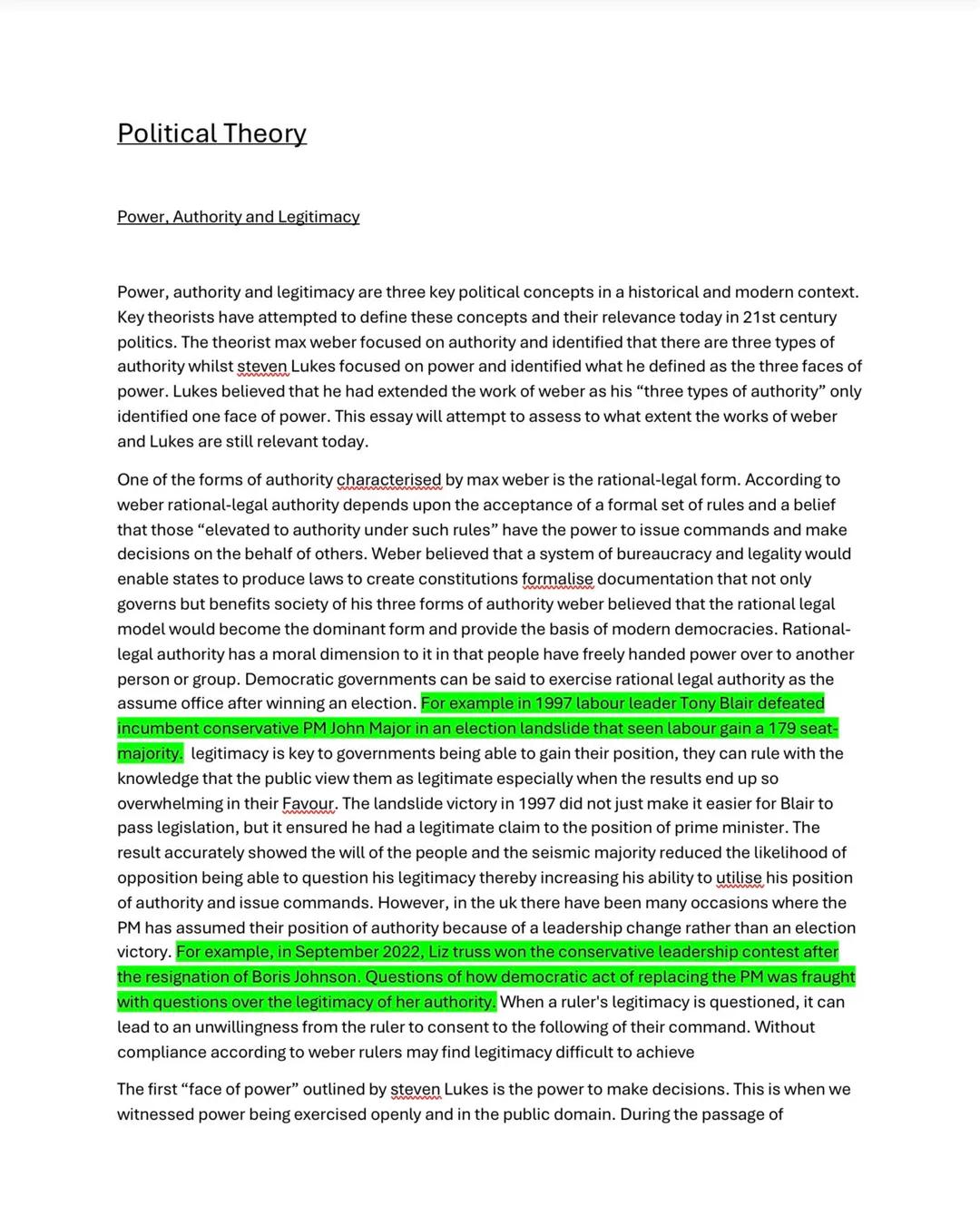 Political Theory
Power, Authority and Legitimacy
Power, authority and legitimacy are three key political concepts in a historical and modern