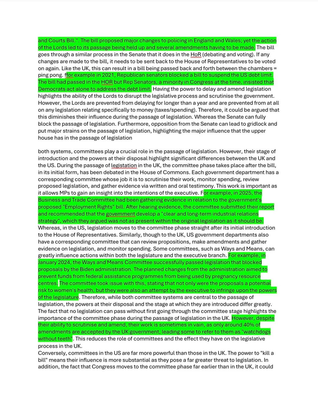 Passage of legislation
There are similarities in the processes used to pass legislation within the UK and the US. Both make
use of committee