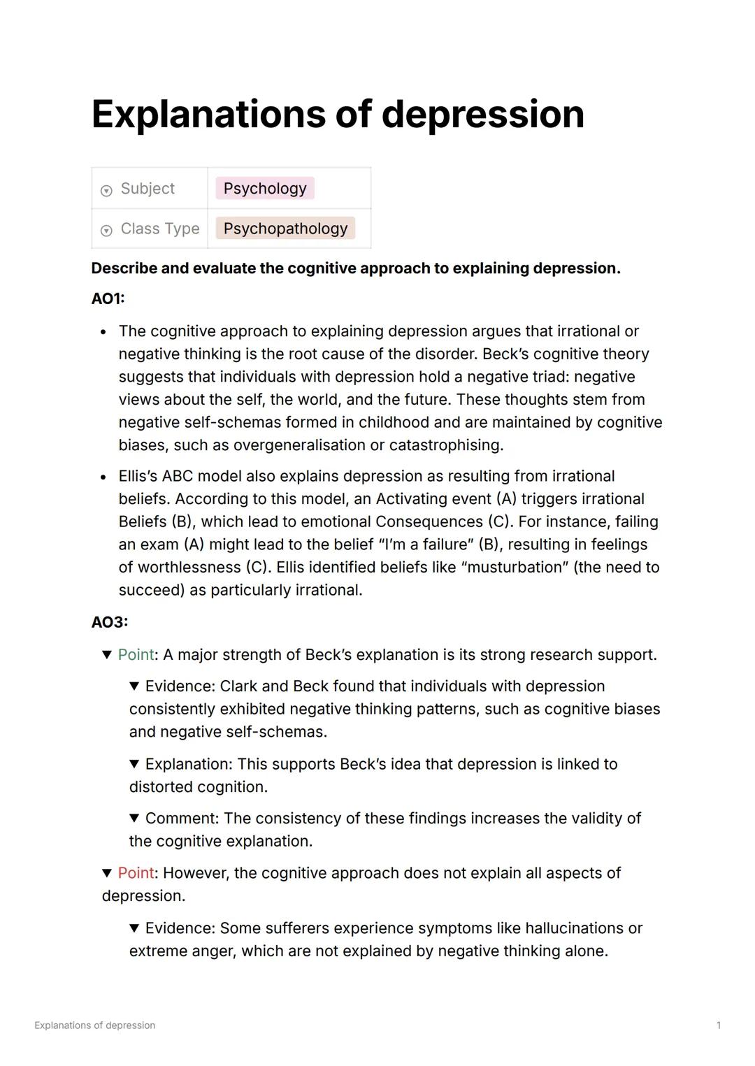 # PSYCHOPATHOLOGY Definitions of abnormality
Subject
Psychology
Class Type Psychopathology
Outline and evaluate four definitions of abnormal