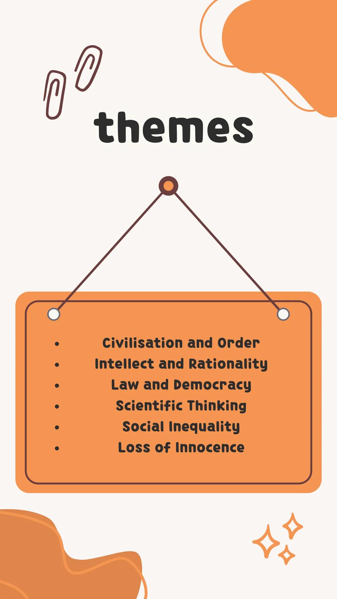 # Piggy
Full lord of the flies
analysis
---
Exam_Ready 00
themes
Civilisation and Order
Intellect and Rationality
Law and Democracy
Scient