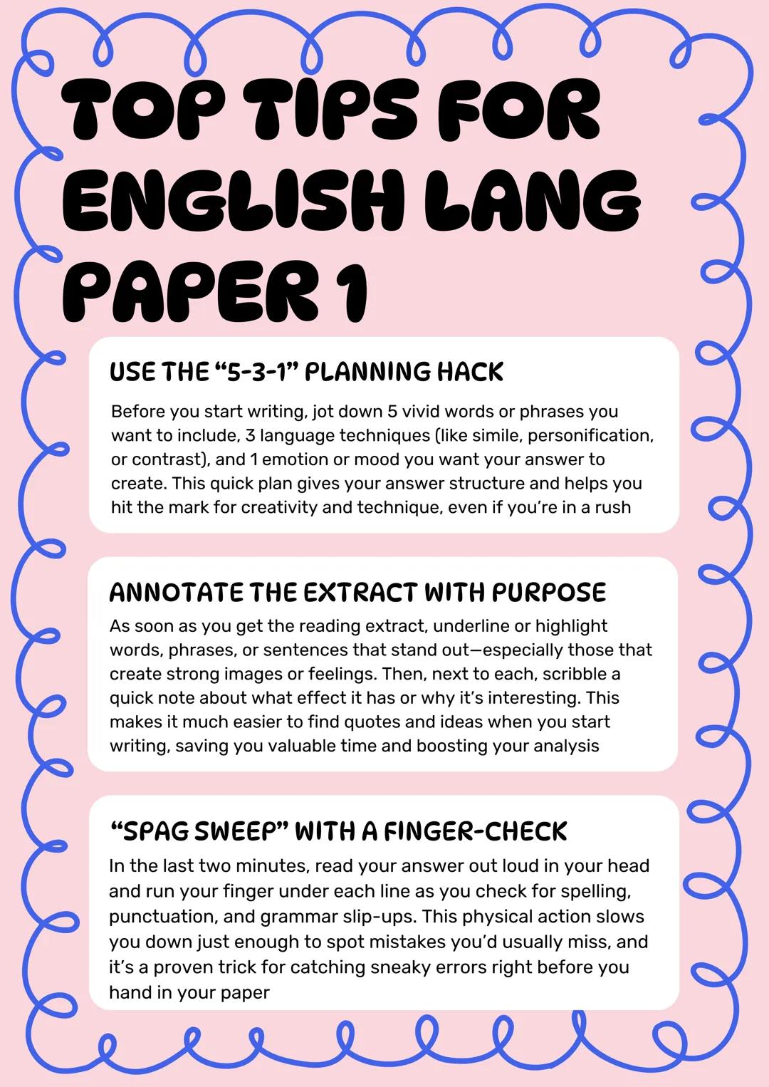 Tips for English lang paper 2