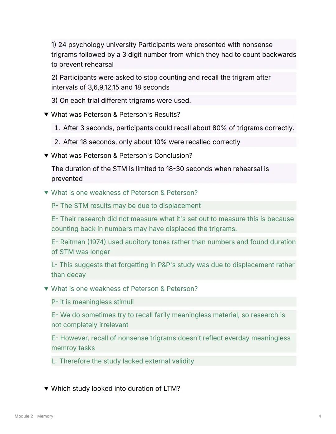 # Module 2 - Memory
▼ What are the three types of memory stores?
Sensory Register, Short term memory, Long Term Memory
12
34
# Coding
▼ W