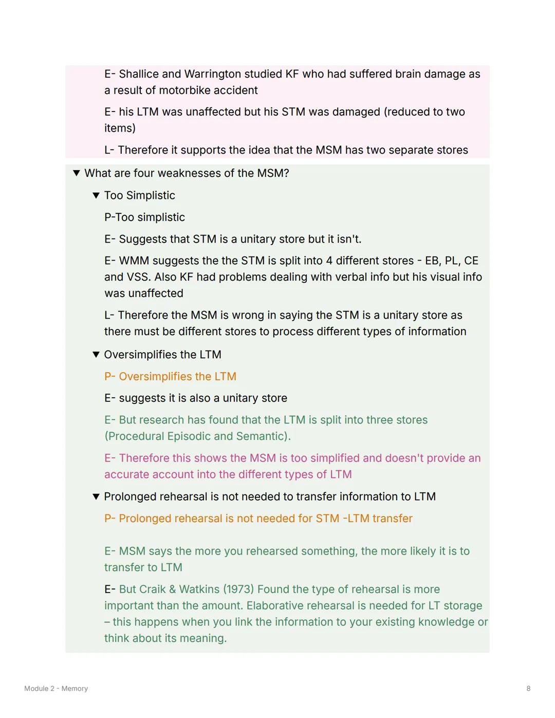 # Module 2 - Memory
▼ What are the three types of memory stores?
Sensory Register, Short term memory, Long Term Memory
12
34
# Coding
▼ W
