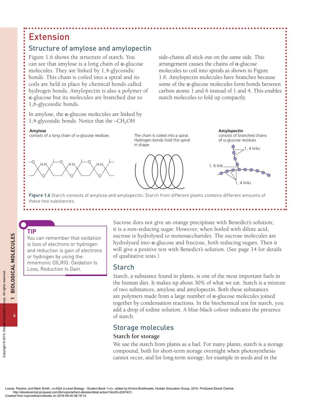 1
Biological molecules
PRIOR KNOWLEDGE
Before you start, make sure that you are confident in your knowledge and
understanding of the followi