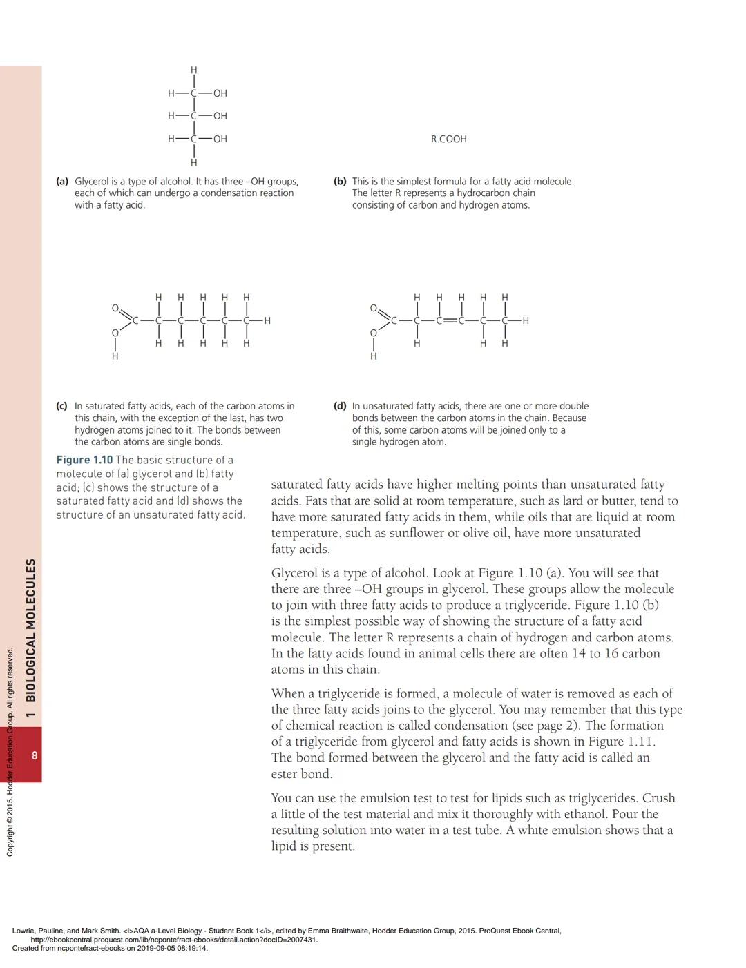1
Biological molecules
PRIOR KNOWLEDGE
Before you start, make sure that you are confident in your knowledge and
understanding of the followi