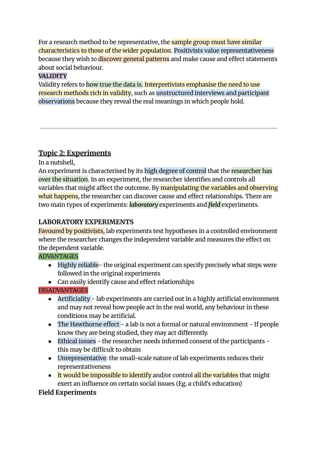 --- OCR Start ---
Sociology-Research Methods
Topic 1: Choosing a Method
In a nutshell,
Positivists and interpretivists differ on their choic