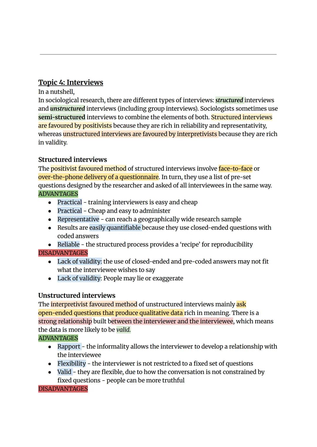 --- OCR Start ---
Sociology-Research Methods
Topic 1: Choosing a Method
In a nutshell,
Positivists and interpretivists differ on their choic