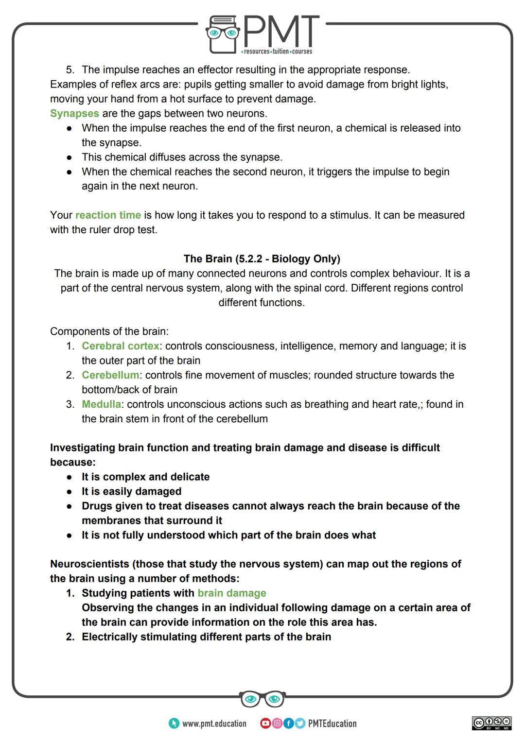 PMT
-resources-tuition-courses
AQA Biology GCSE
Topic 5: Homeostasis and Response
Notes
Content in bold is for higher tier only.
Content is