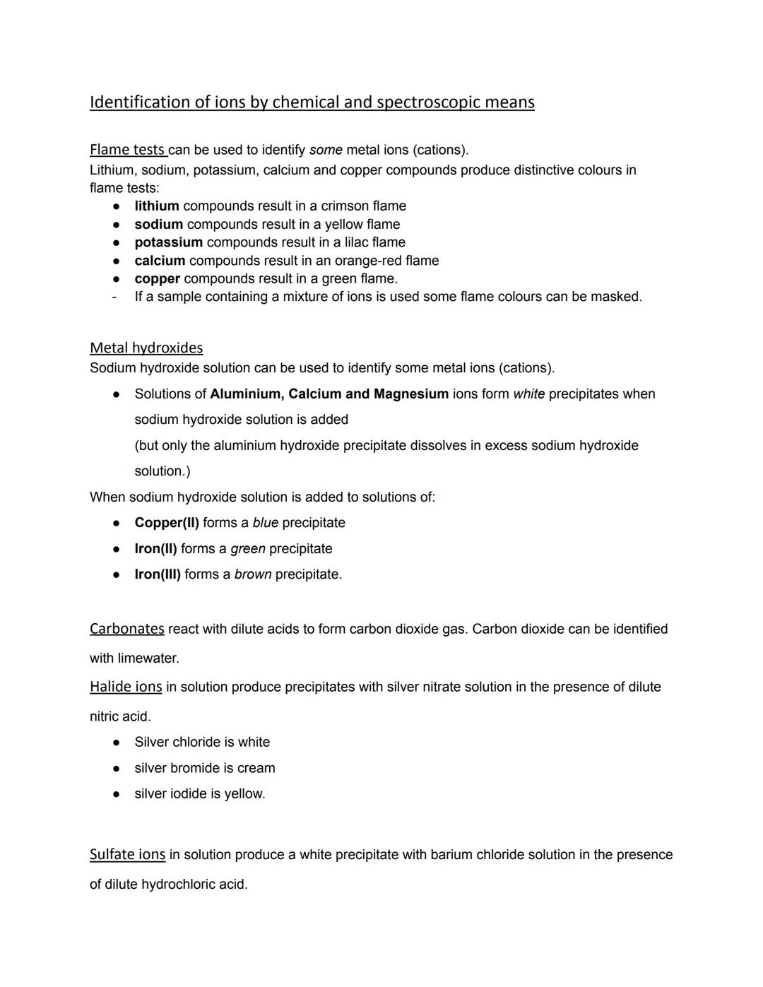 Chemical Analysis
In chemistry, a pure substance = a single element or compound, not mixed with any other
substance.
Pure elements and compo