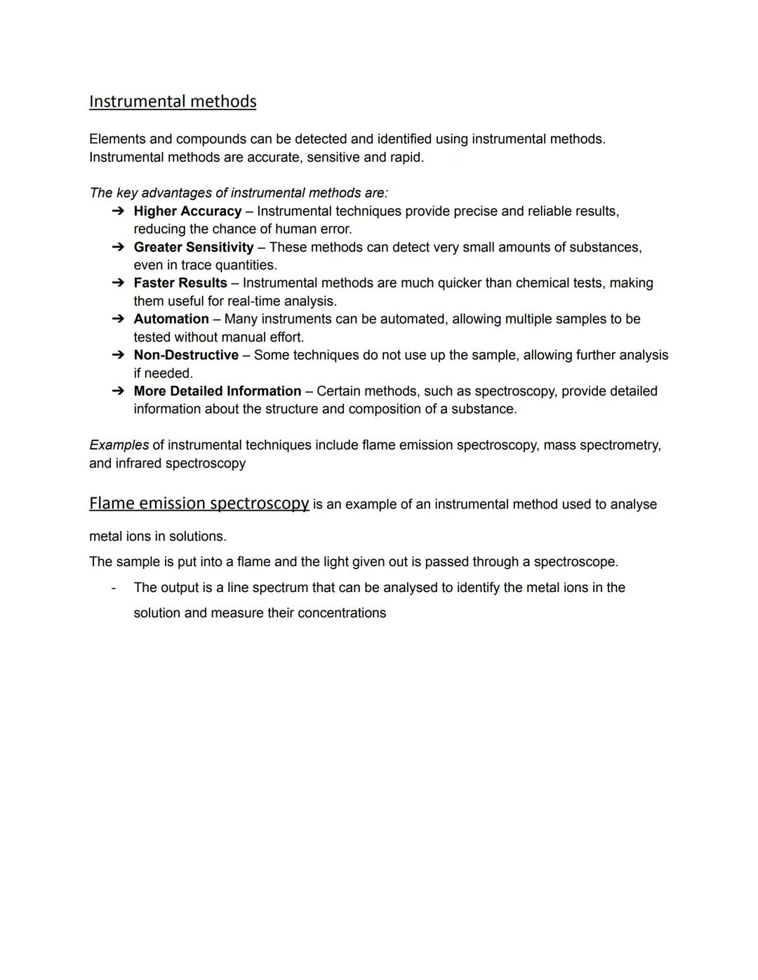 Chemical Analysis
In chemistry, a pure substance = a single element or compound, not mixed with any other
substance.
Pure elements and compo