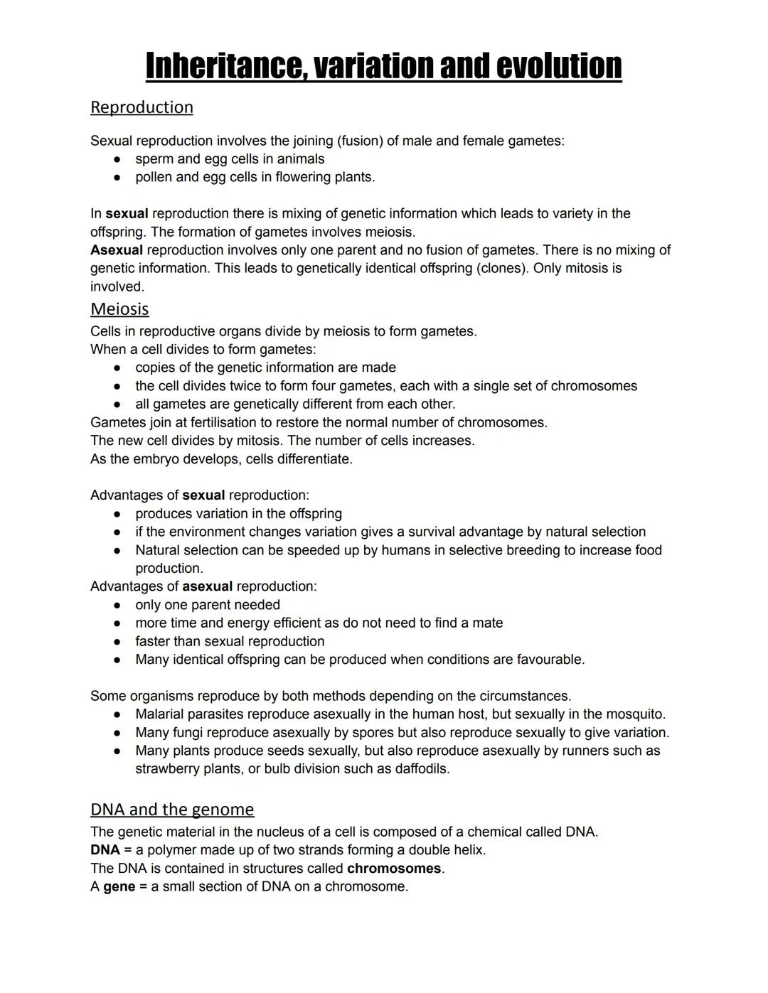 Inheritance, variation and evolution
Reproduction
Sexual reproduction involves the joining (fusion) of male and female gametes:
- sperm and