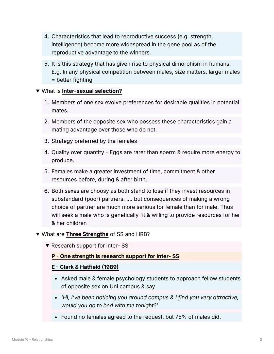 Module 10 - Relationships
Sexual Selection and Human
Reproductive Behaviour
▼What is Sexual Selection?
Attributes or behaviours that increas