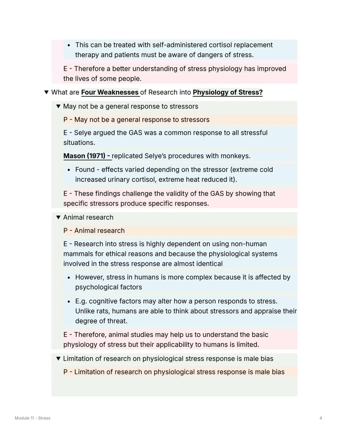 >>
Module 11 - Stress
Physiology of Stress
General Adaptation Syndrome (GAS) - Selye (1936)
▼ What is the First stage?
Alarm Reaction
• Sely