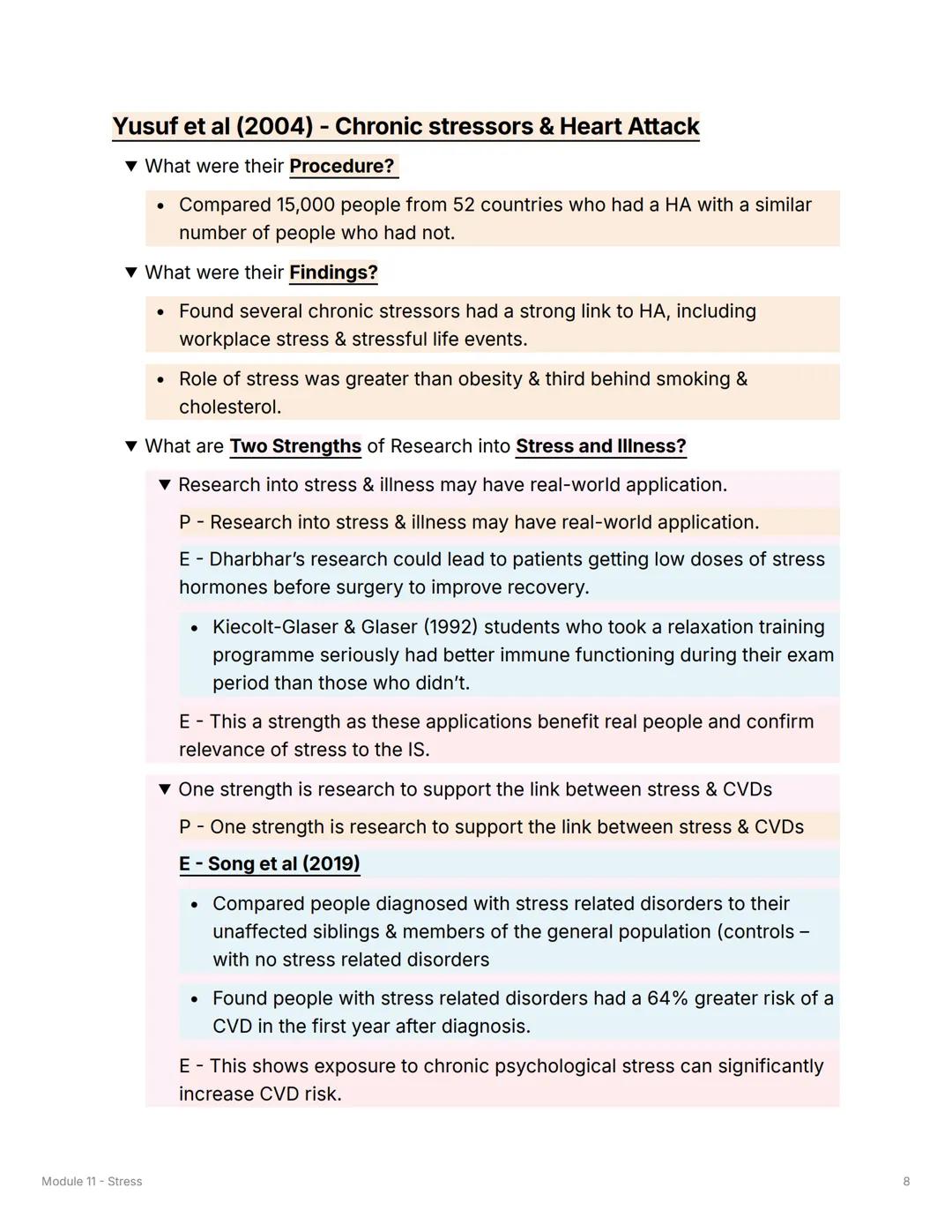 >>
Module 11 - Stress
Physiology of Stress
General Adaptation Syndrome (GAS) - Selye (1936)
▼ What is the First stage?
Alarm Reaction
• Sely