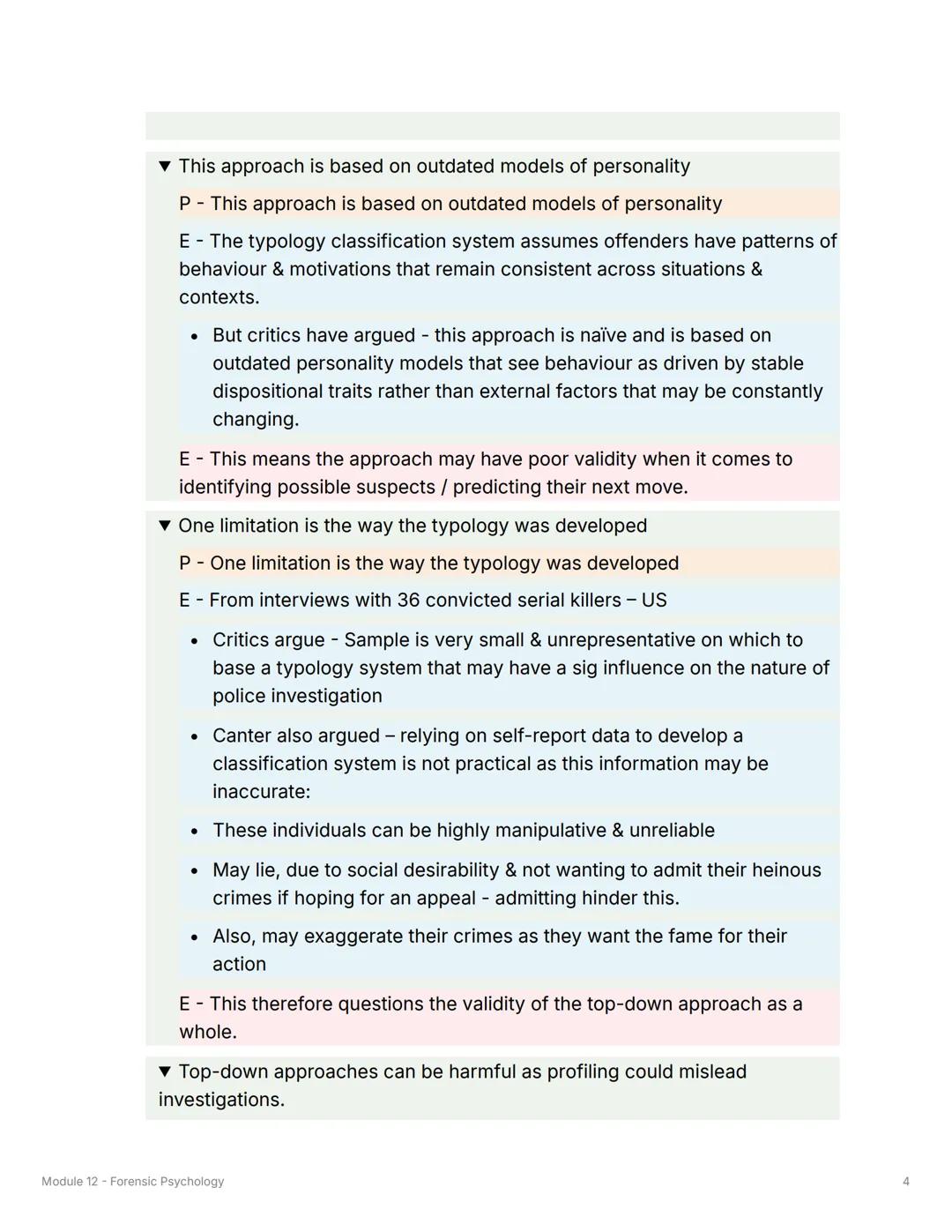 Module 12 - Forensic
Psychology
TOP Top Down Approach
▼What is Offender Profiling?
• Investigative tool employed by the police when solving