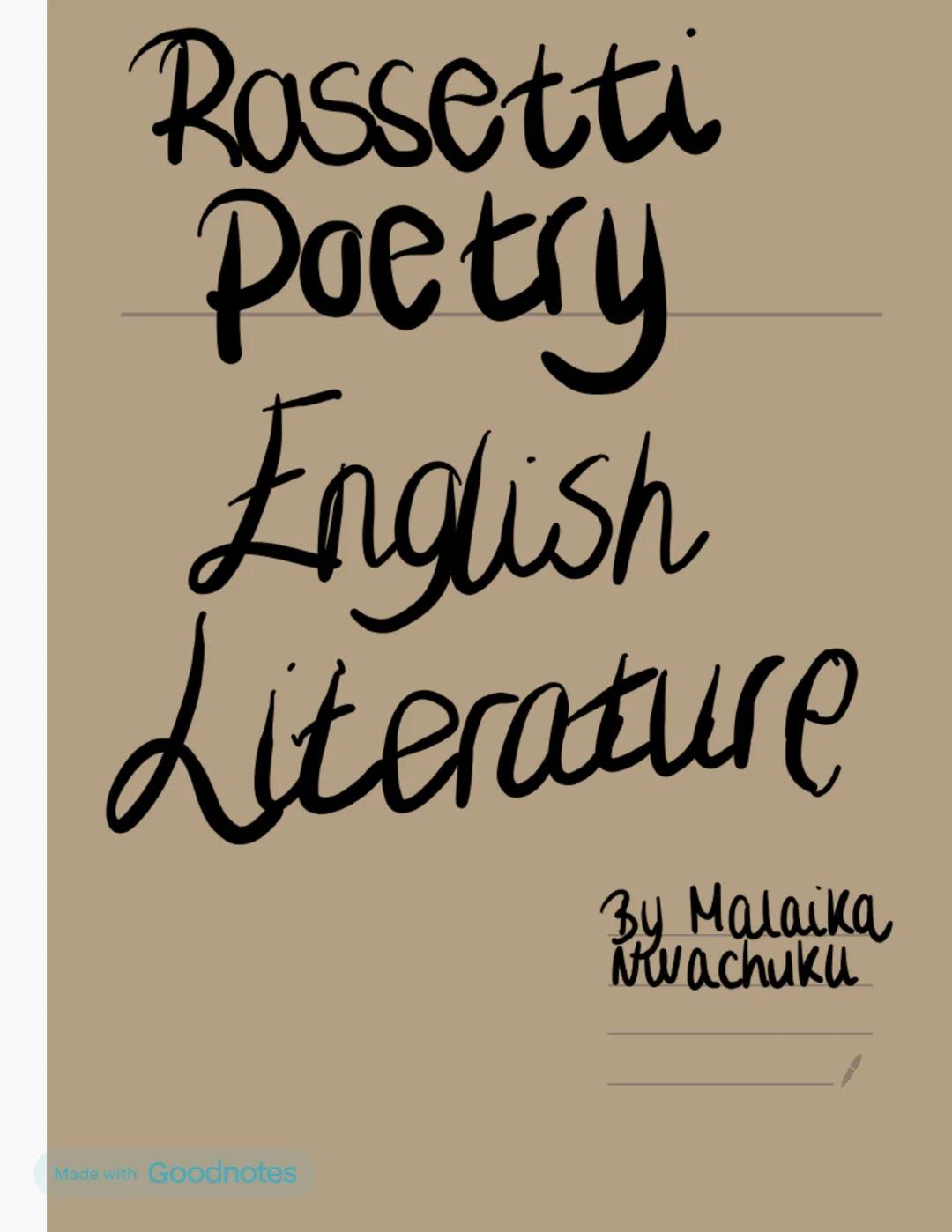# Rossetti Poetry
English Literature
By Malaika Nwachuku Remember
Structure petrarchan
Sonnet - normally meant for men to
write love poems