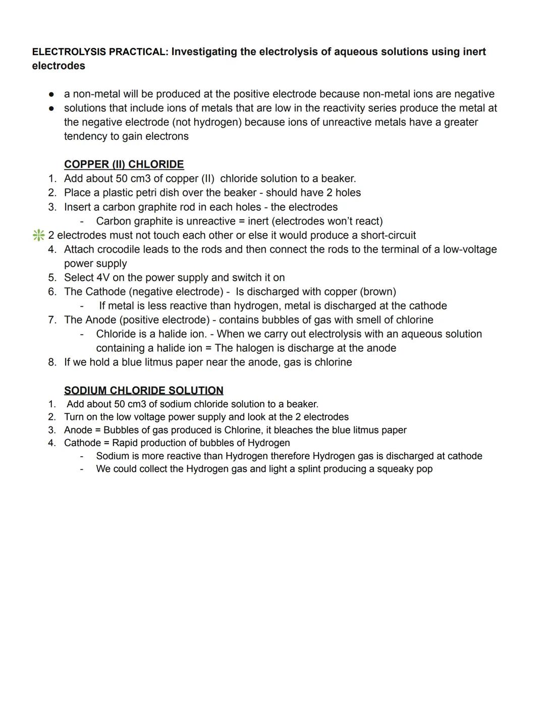 CHEMISTRY PAPER 1 REQUIRED PRACTICALS
Soluble salts PRACTICAL: Preparation a salt from an insoluble metal oxide or carbonate
Copper Sulfate