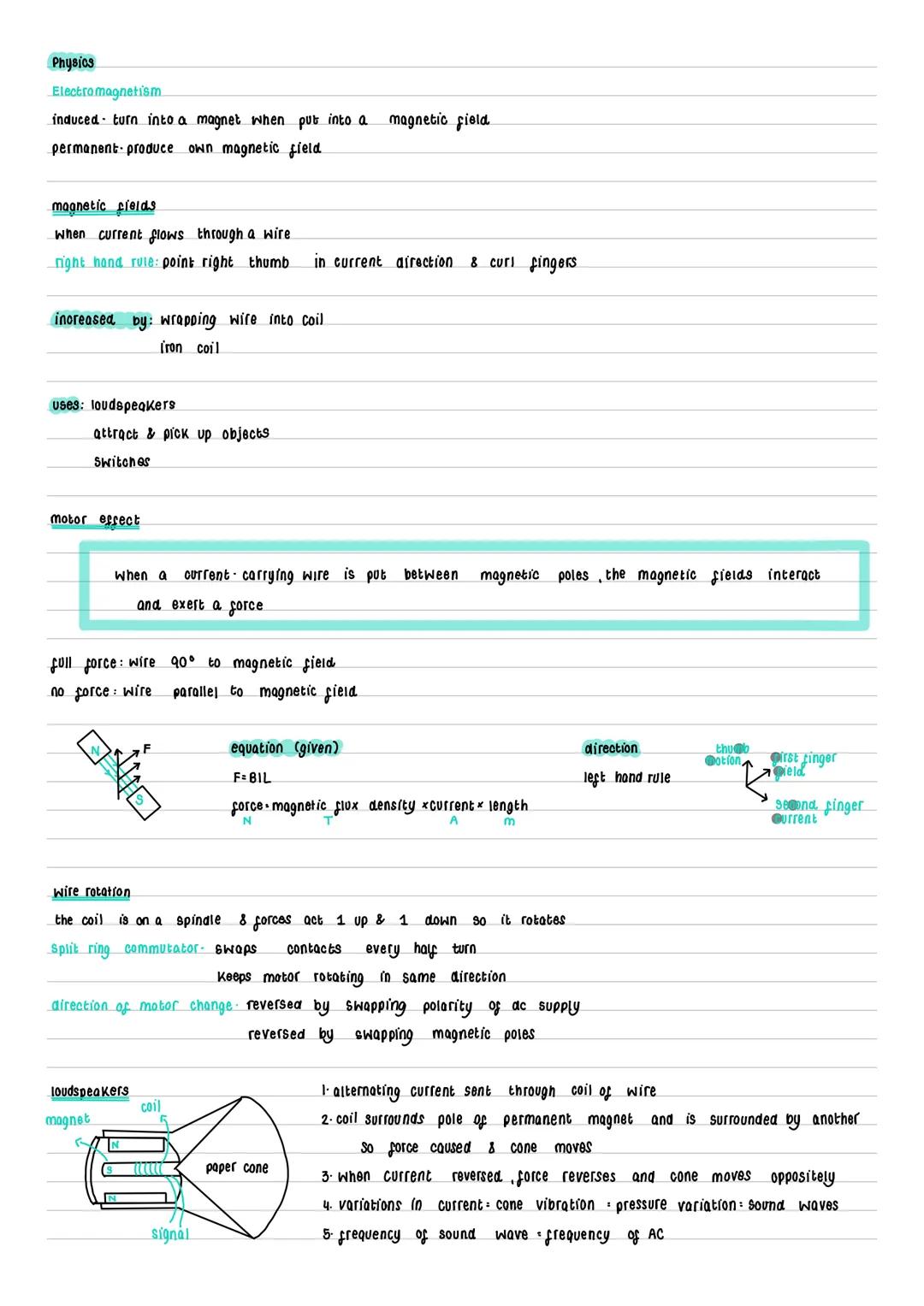 Physics
Electromagnetism
induced: turn into a magnet when put into a magnetic field
permanent: produce own magnetic field
magnetic fields
wh