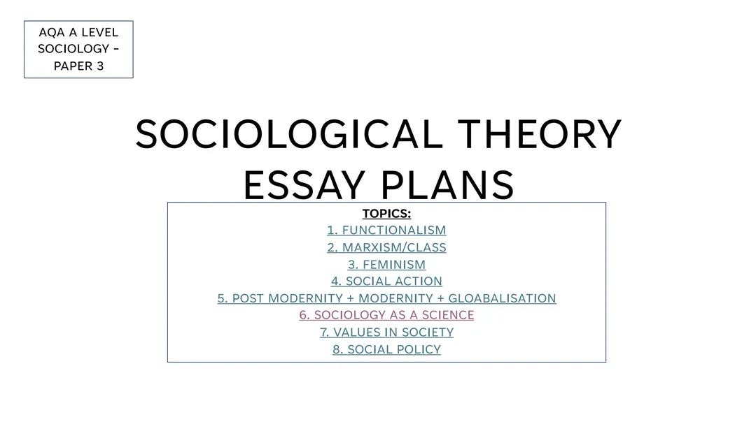 Sociological Theory Essay Plans